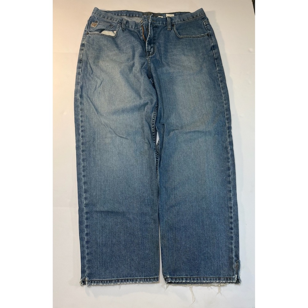 Cinch Baggy Wide Leg‎ Jeans Mens 38x30 Blue Medium Wash Distressed Good Western